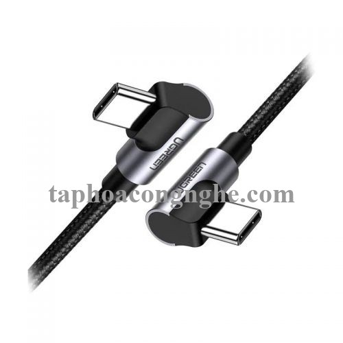 Ugreen 70528 0.5M PD 3A 20v 60W 2 đầu bẻ góc 90 độ cáp USB type C ra USB type C đầu nhôm mạ nickel chống nhiễu US323 30070528